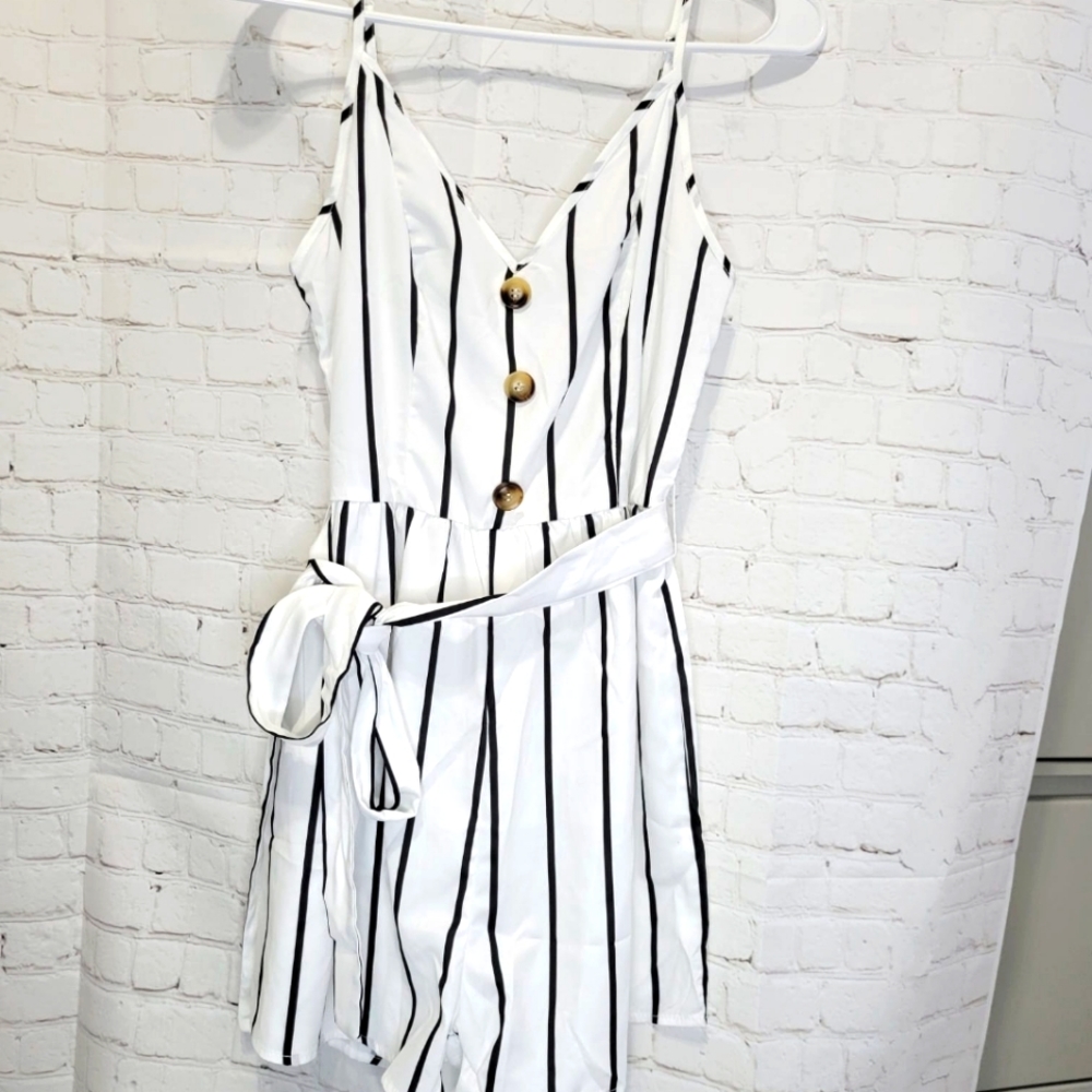 Striped Black and White Romper